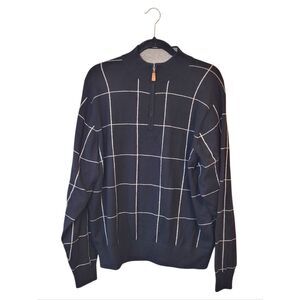 Reserve Patrick James 100% Cashmere Men's Black Windowpane Zip Sweater Size L
